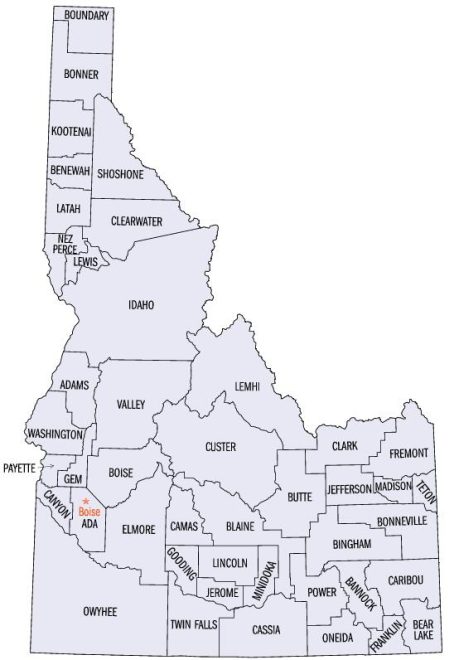 idaho counties map