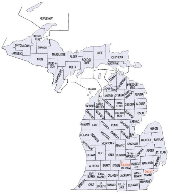 michigan counties map