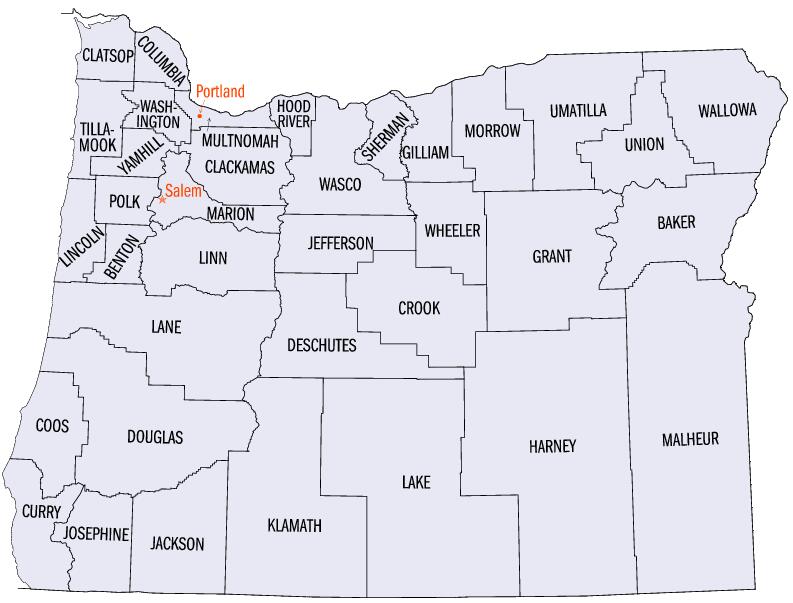 oregon counties map
