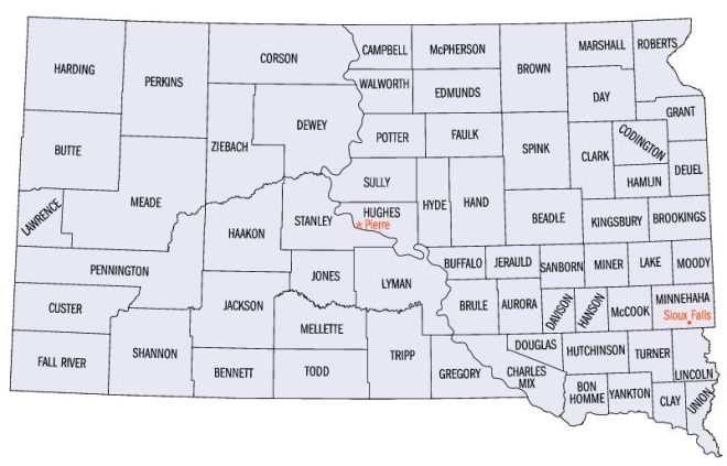 south dakota counties map